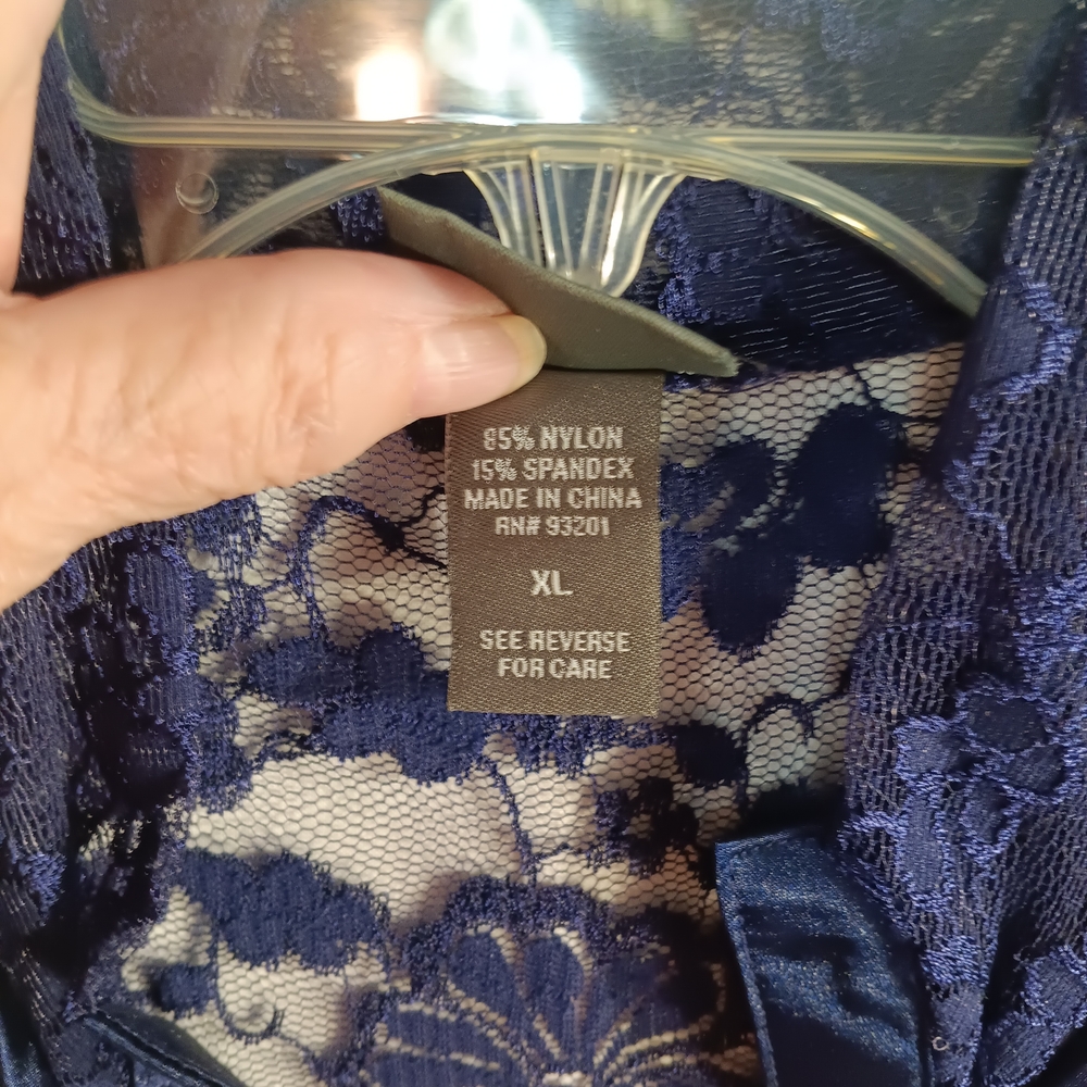 Dots Navy Lace Blouse - Picture 4 of 16
